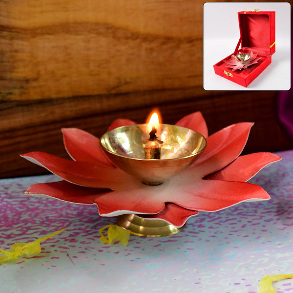 Lotus Shaped Brass Oil Diya (1 Pc)