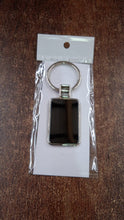 Premium Rectangular Black & Silver Metal Keychain (1 Pc)